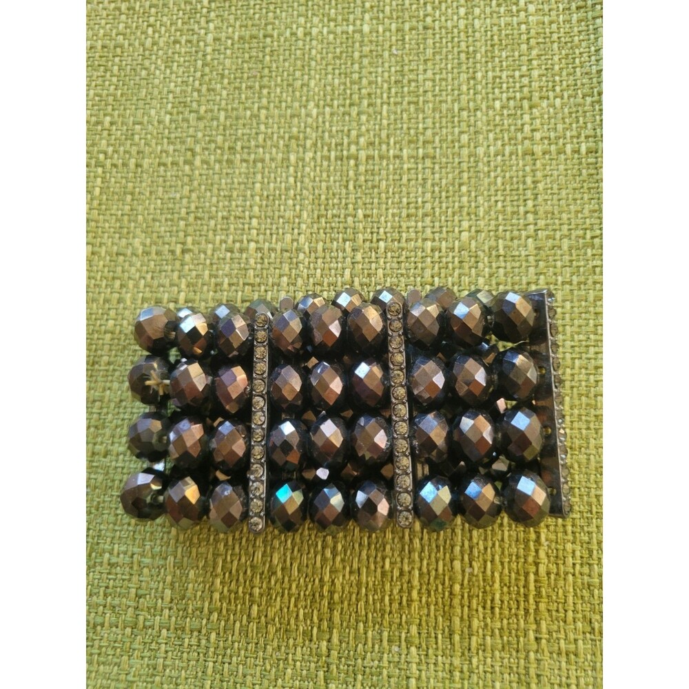 Fancy Formal Shiny Gray Metallic Stretch Bracelet